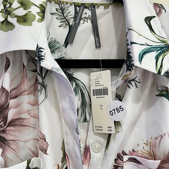 NEW NWT Anthropologie Relaxed Long-Sleeve Floral Shirt Pearl Size S - Picture 7 of 7
